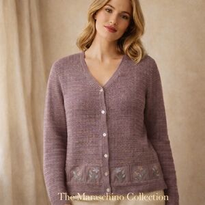 Teddi Vintage Purple Embroidered Cardigan | L